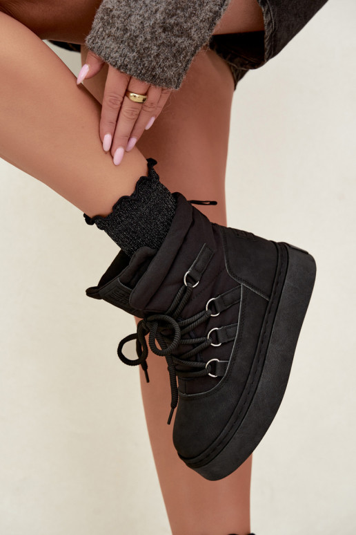Zimowe buty za kostkę z platformą Big Star UU274189 w kolorze czarnym