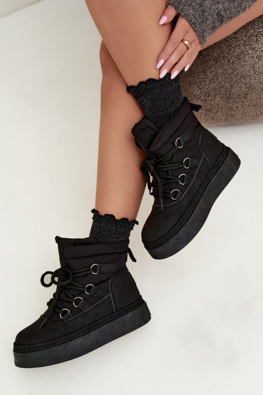 Laced winter boots with platform Big Star UU274189 black