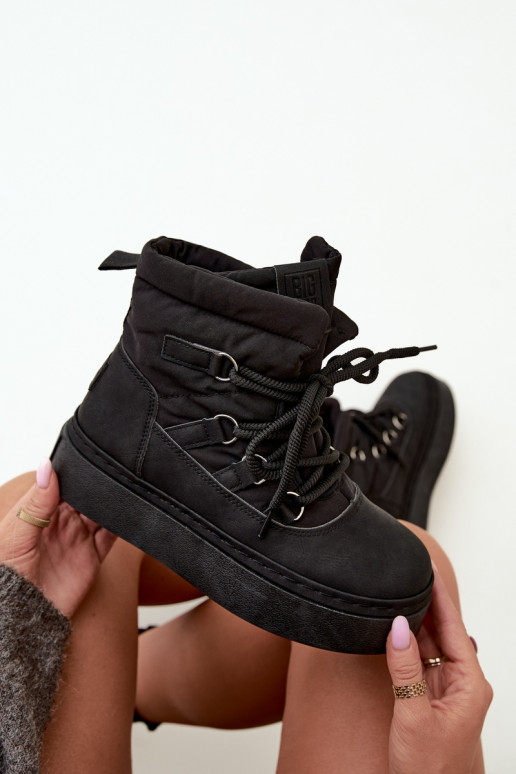 Zimowe buty za kostkę z platformą Big Star UU274189 w kolorze czarnym