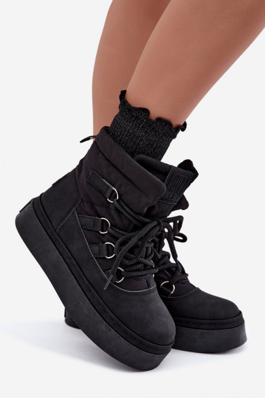 Laced winter boots with platform Big Star UU274189 black
