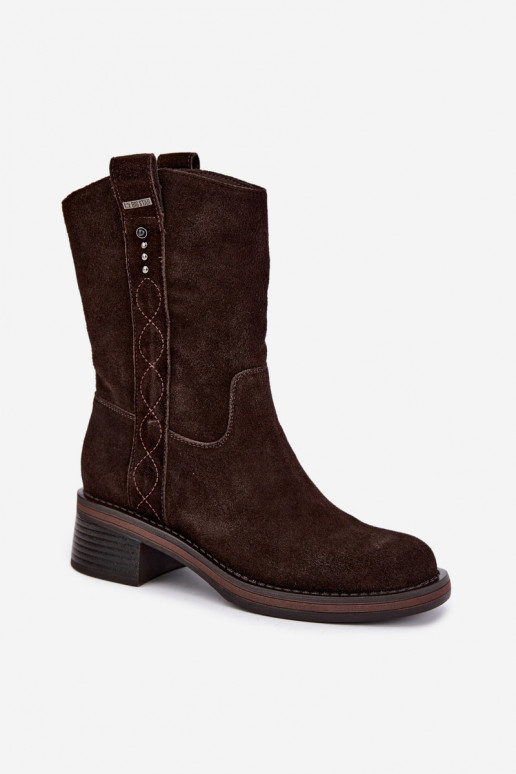 Insulated faux suede ankle boots Big Star UU274607 chocolate