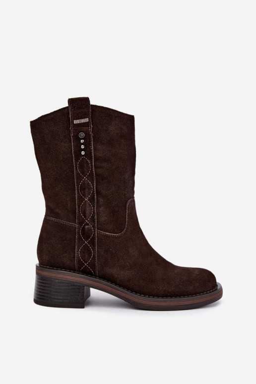 Insulated faux suede ankle boots Big Star UU274607 chocolate