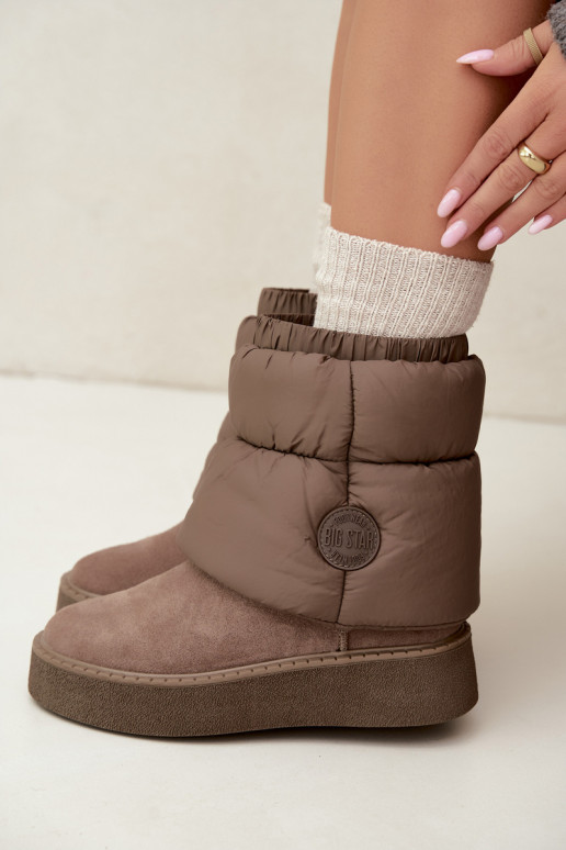 Faux suede snow boots with platform Big Star UU274732 sand