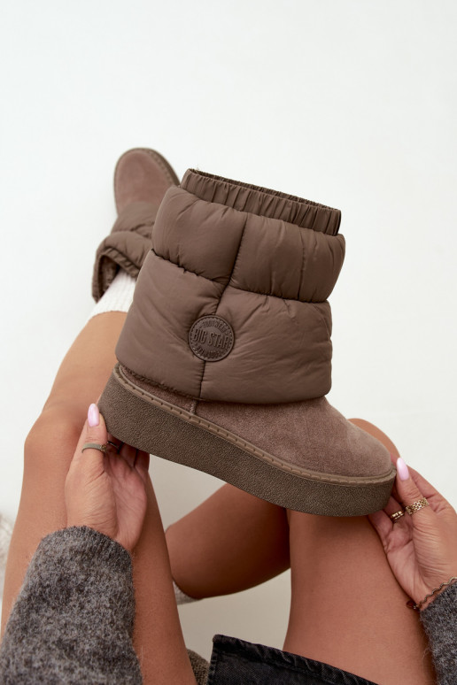 Faux suede snow boots with platform Big Star UU274732 sand