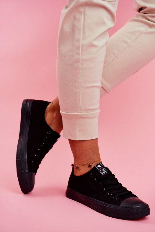 Czarne klasyczne damskie buty casualowe Ecoma