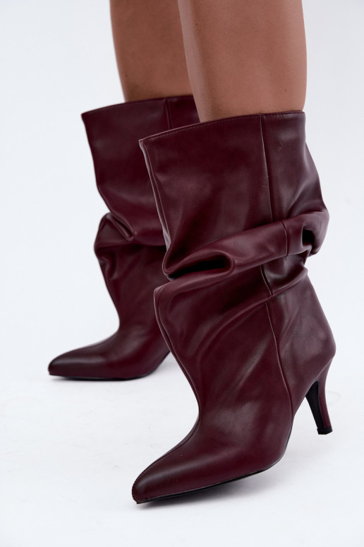 Slouchy ankle boots with heels in burgundy Gelra