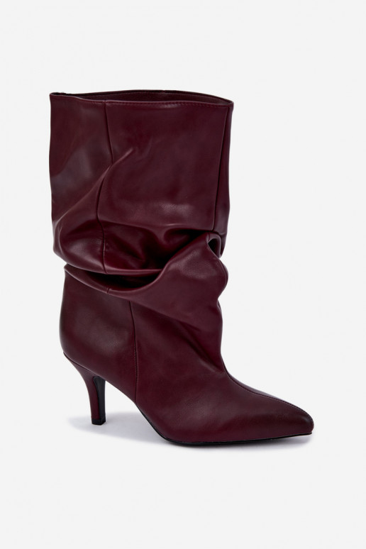 Slouchy ankle boots with heels in burgundy Gelra