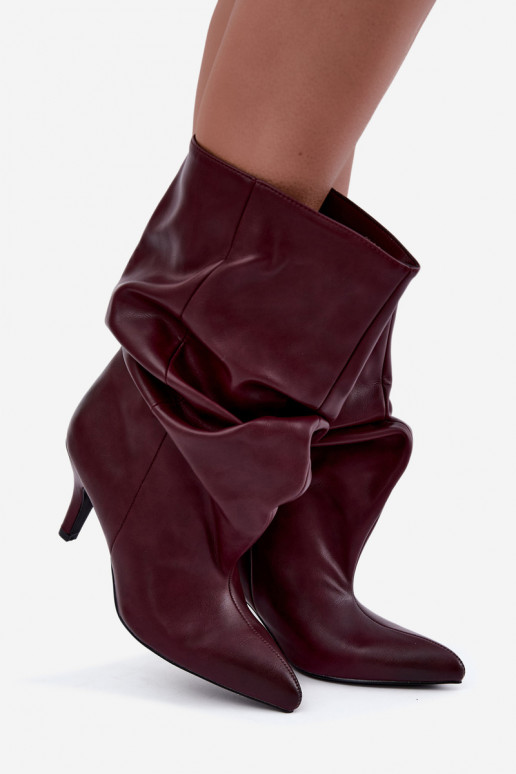 Slouchy ankle boots with heels in burgundy Gelra