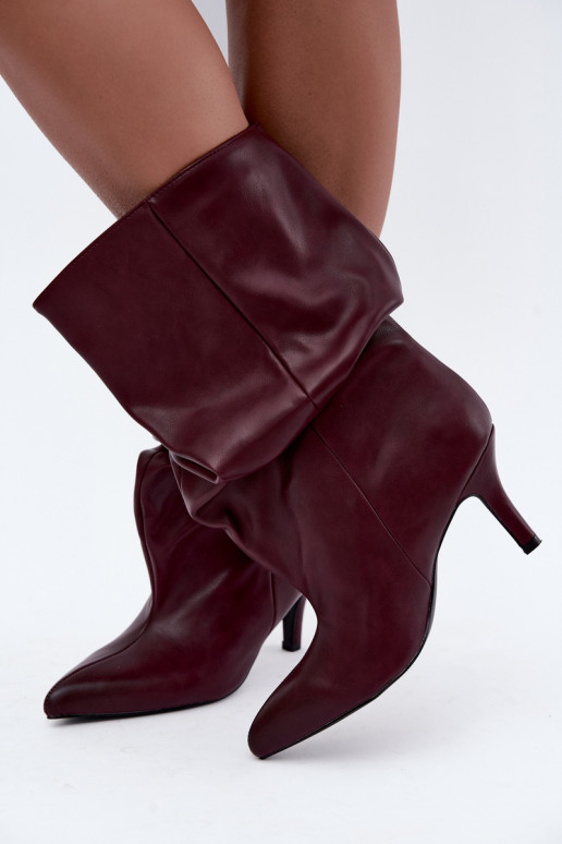 Slouchy ankle boots with heels in burgundy Gelra