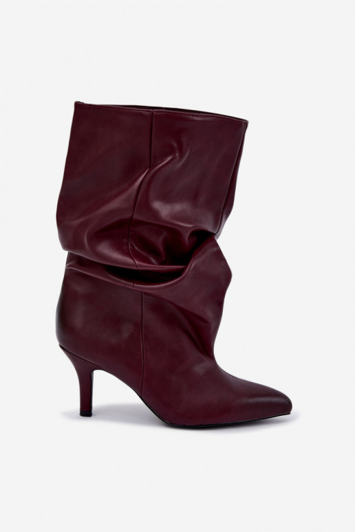 Slouchy ankle boots with heels in burgundy Gelra