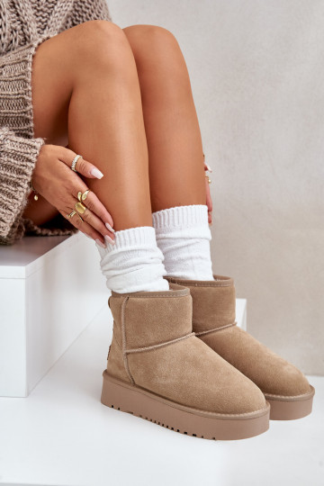 Faux suede snow boots on platform in sand color Rianaella