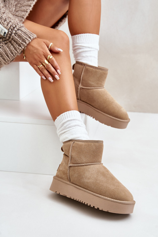 Faux suede snow boots on platform in sand color Rianaella