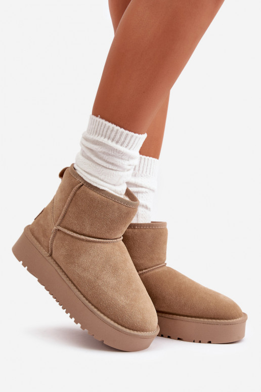Faux suede sniego batai ant platformos smėlio spalvos Rianaella