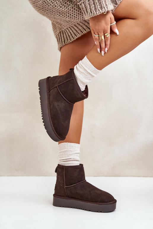 Faux suede snow boots on platform in brown color Rianaella