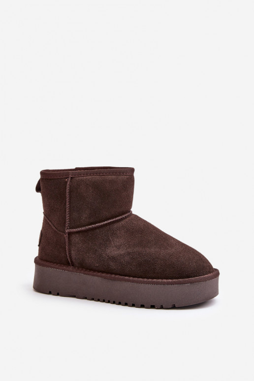 Faux suede snow boots on platform in brown color Rianaella