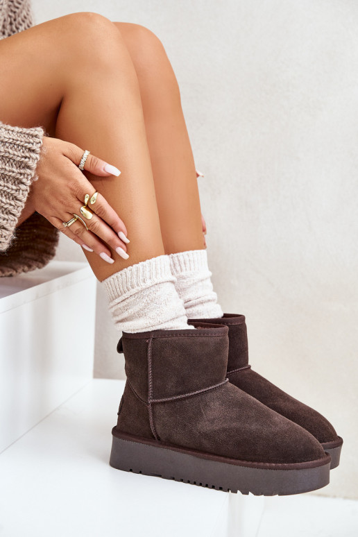 Faux suede snow boots on platform in brown color Rianaella