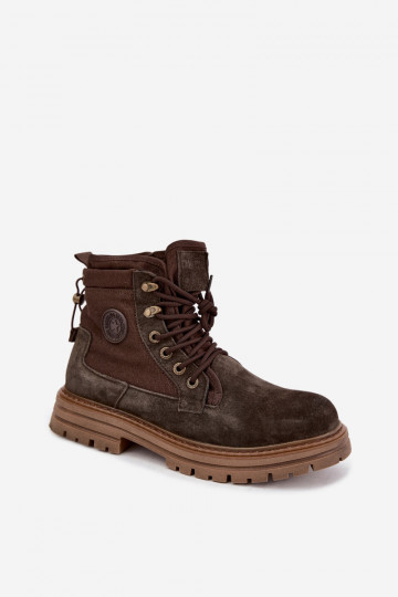 Dark brown suede boots for men Big Star UU174254