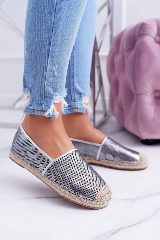 Lu Boo silver lace espadrilles Kimchi