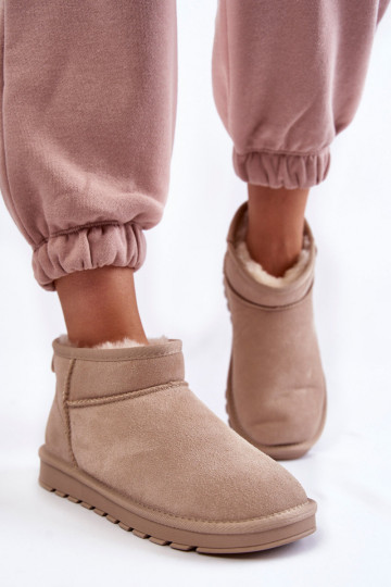 Women's faux suede low snow boots in ivory color Shelie 2