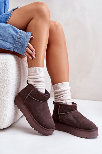 Women's faux suede low snow boots in brown color Nucca 2