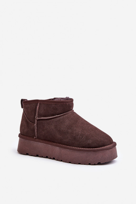 Women's faux suede low snow boots in brown color Nucca