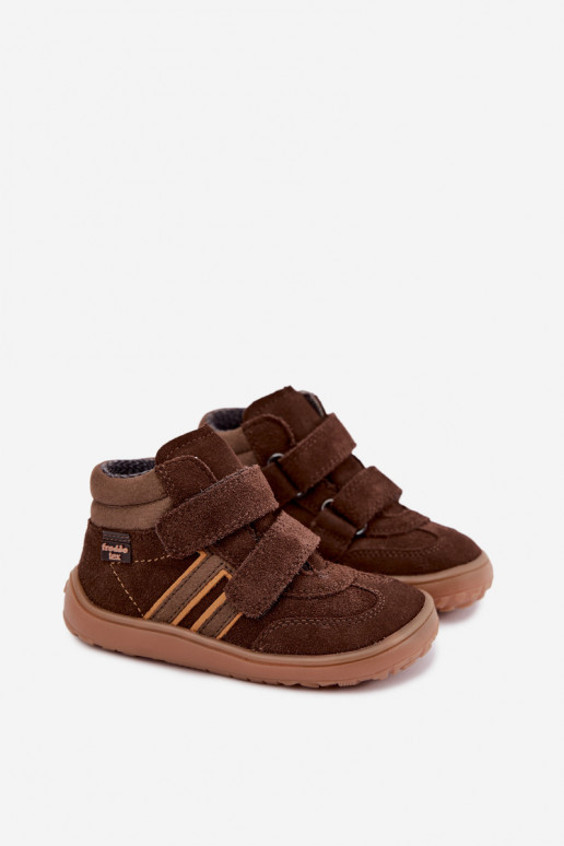 Bērnu mākslīgās zamšādas apavi Barefoot FRODDO G3110285-3 brūni