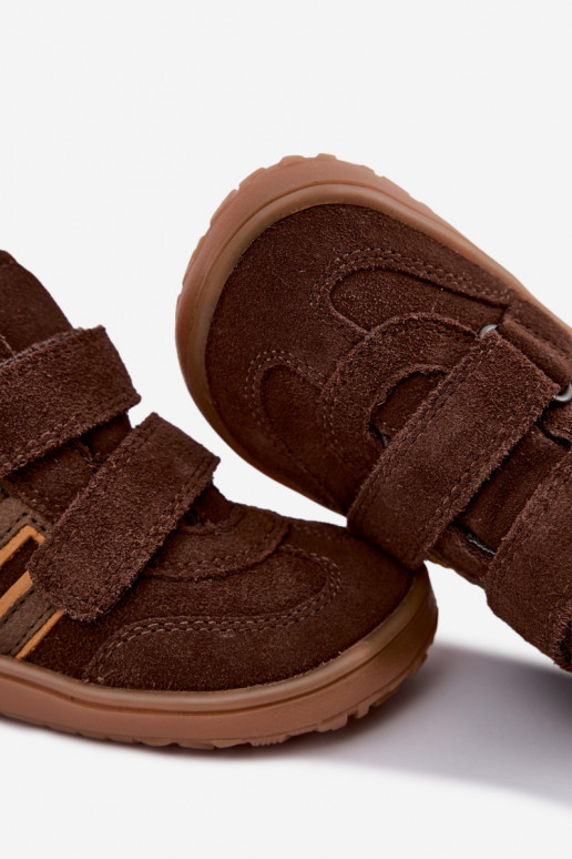 Dziecięce buty z sztucznego zamszu Barefoot FRODDO G3110285-3 brązowe