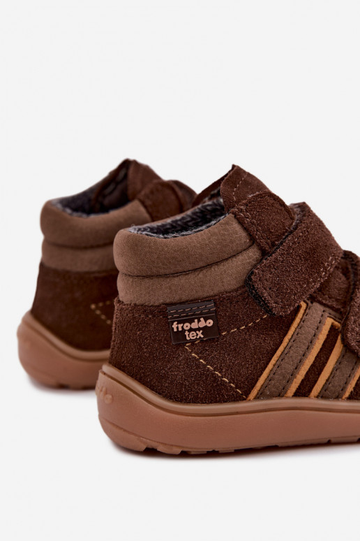 Children's faux suede footwear Barefoot FRODDO G3110285-3 brown