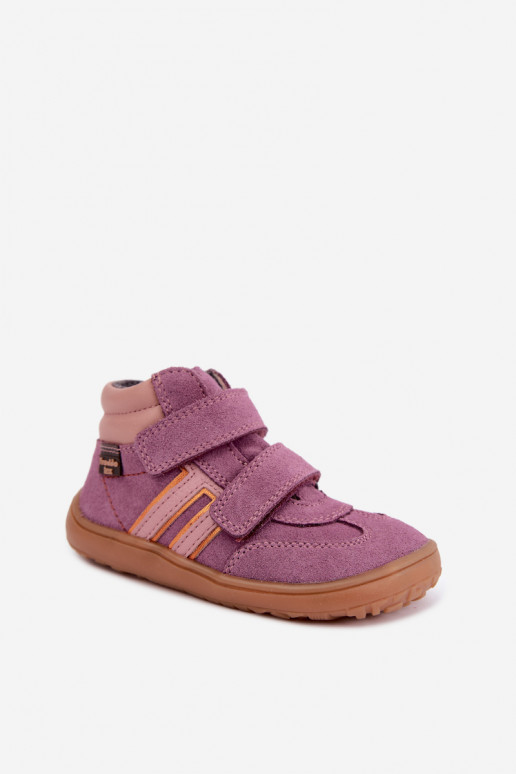 Bērnu mākslīgās zamšādas apavi Barefoot FRODDO G3110285-12 violeti