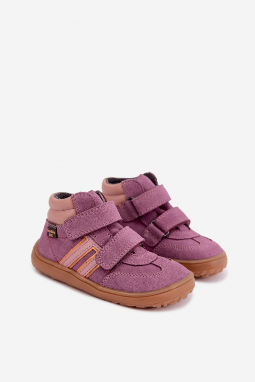 Dziecięce buty z sztucznego zamszu Barefoot FRODDO G3110285-12 fioletowe