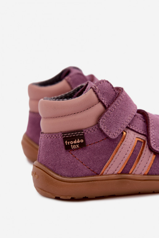Dziecięce buty z sztucznego zamszu Barefoot FRODDO G3110285-12 fioletowe