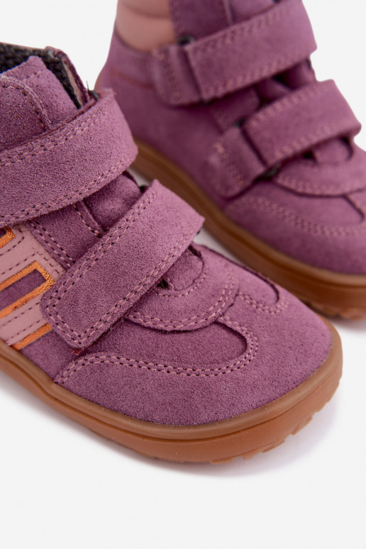 Bērnu mākslīgās zamšādas apavi Barefoot FRODDO G3110285-12 violeti