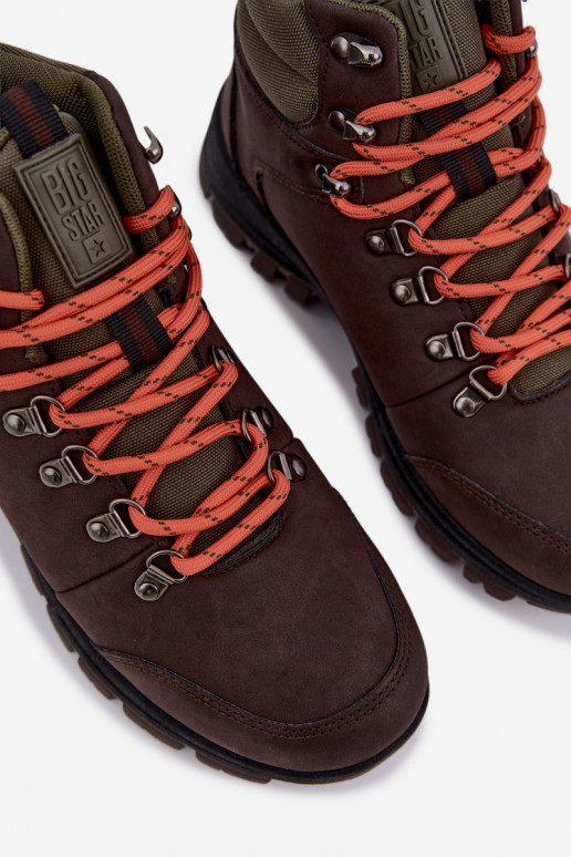 Męskie buty trekkingowe Big Star UU174195 HI-Poly System ciemnobrązowe