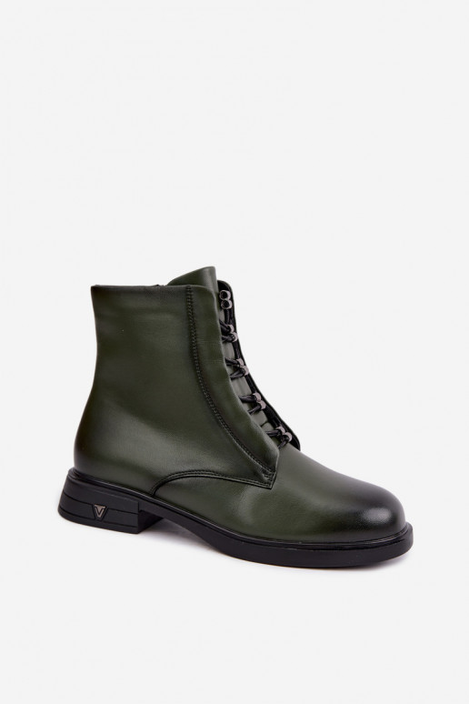 Ocieplane botki z naturalnej skóry Vinceza 133113 khaki