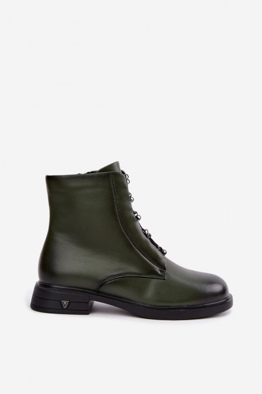 Ocieplane botki z naturalnej skóry Vinceza 133113 khaki
