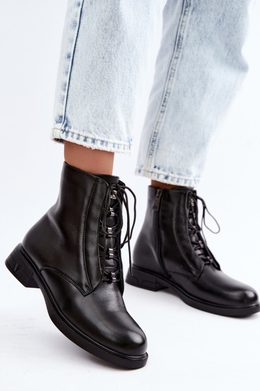 Warm ankle boots made of natural leather Vinceza 133113 black