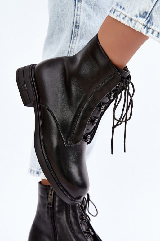 Warm ankle boots made of natural leather Vinceza 133113 black