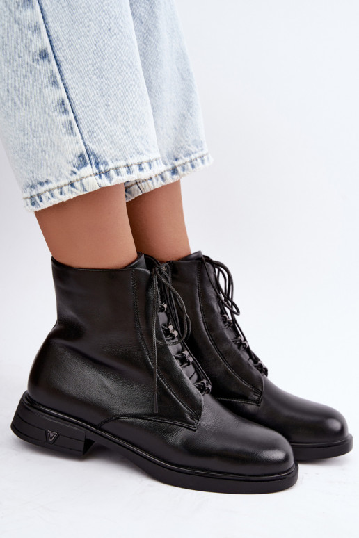 Warm ankle boots made of natural leather Vinceza 133113 black