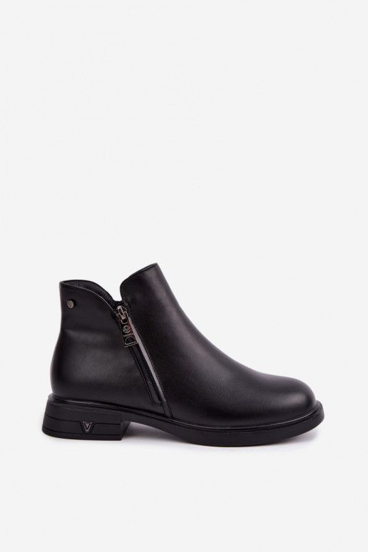 Warm women's ankle boots made of natural leather Vinceza 133112 black