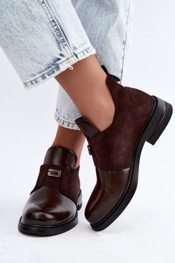 Women's ankle boots with wide heels and slip-on design Vinceza 58679 chocolate 2