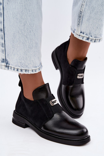 Women's ankle boots with wide heels and slip-on design Vinceza 58679 black