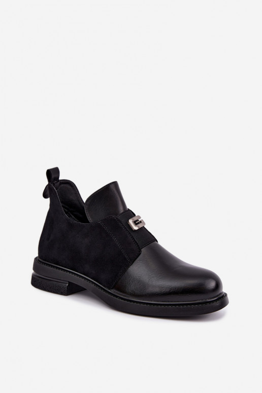 Women's ankle boots with wide heels and slip-on design Vinceza 58679 black