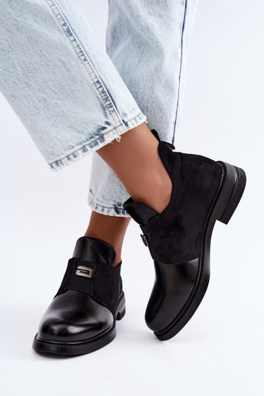 Women's ankle boots with wide heels and slip-on design Vinceza 58679 black