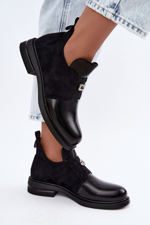 Women's ankle boots with wide heels and slip-on design Vinceza 58679 black