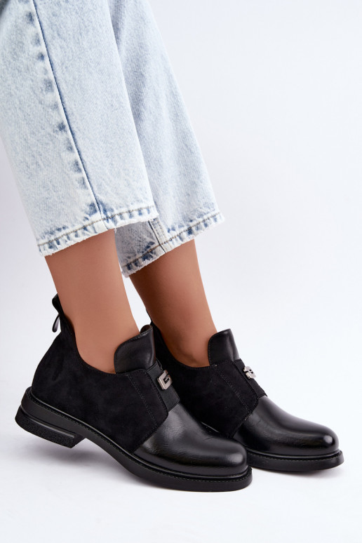 Women's ankle boots with wide heels and slip-on design Vinceza 58679 black