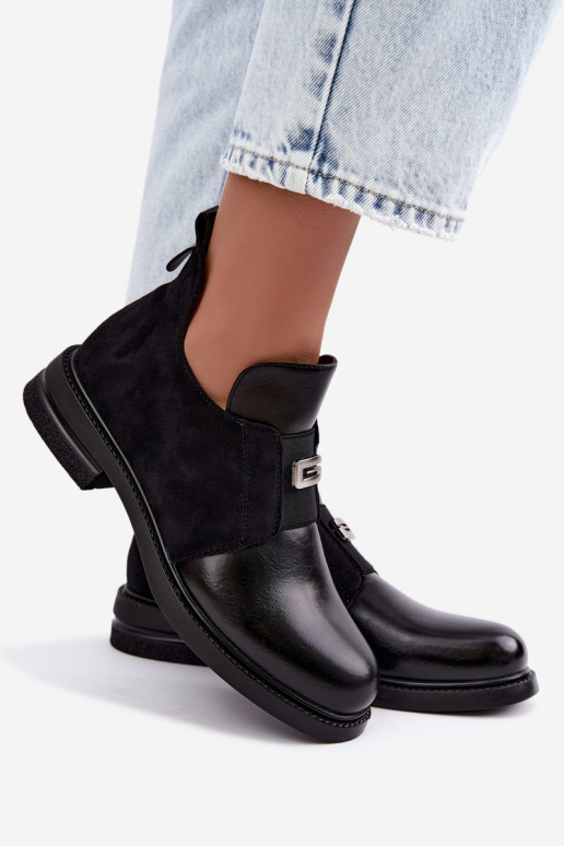 Women's ankle boots with wide heels and slip-on design Vinceza 58679 black