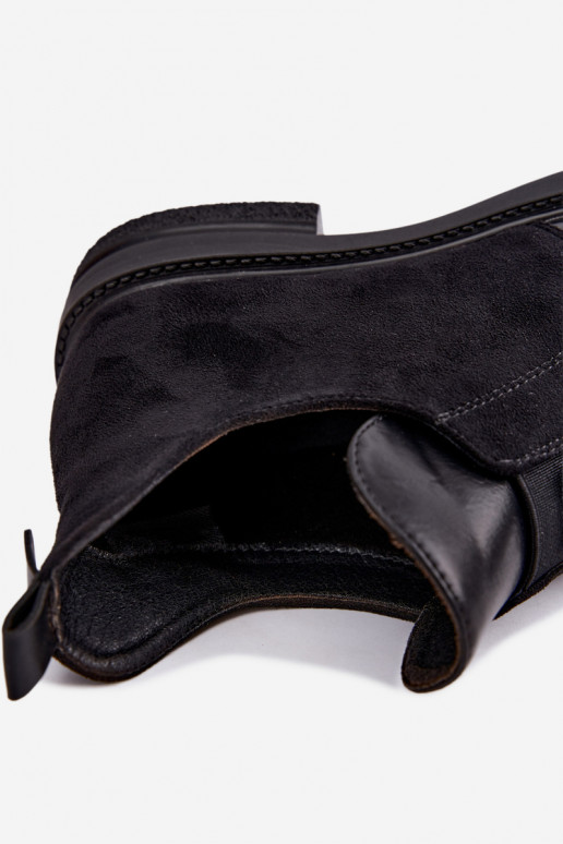 Women's ankle boots with wide heels and slip-on design Vinceza 58679 black