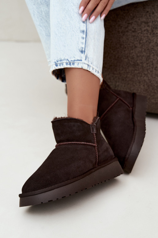 Snow boots made of faux suede with insulation and fur inside Vinceza 97961 chocolate