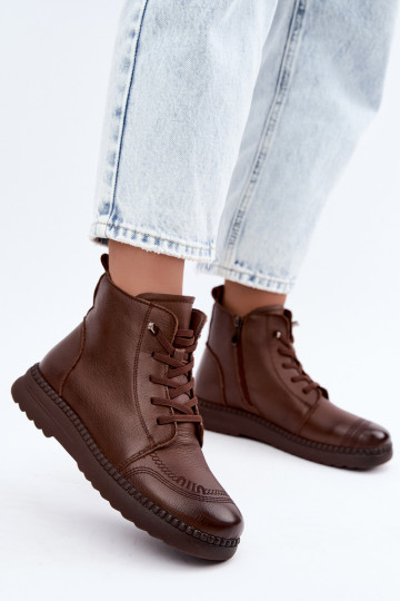 Warm women's ankle boots Vinceza 107249 brown