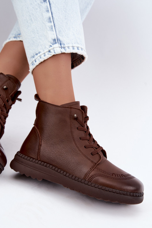 Warm women's ankle boots Vinceza 107249 brown